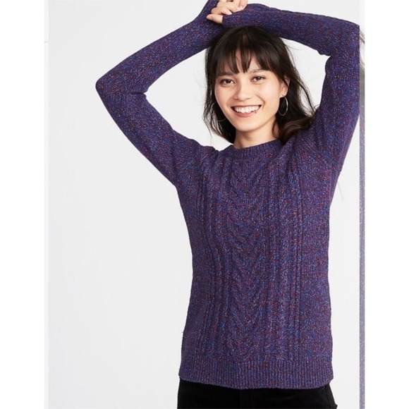 Old Navy Sweaters - Old Navy Cable Knit Crew Neck Sweater Purple Size Large